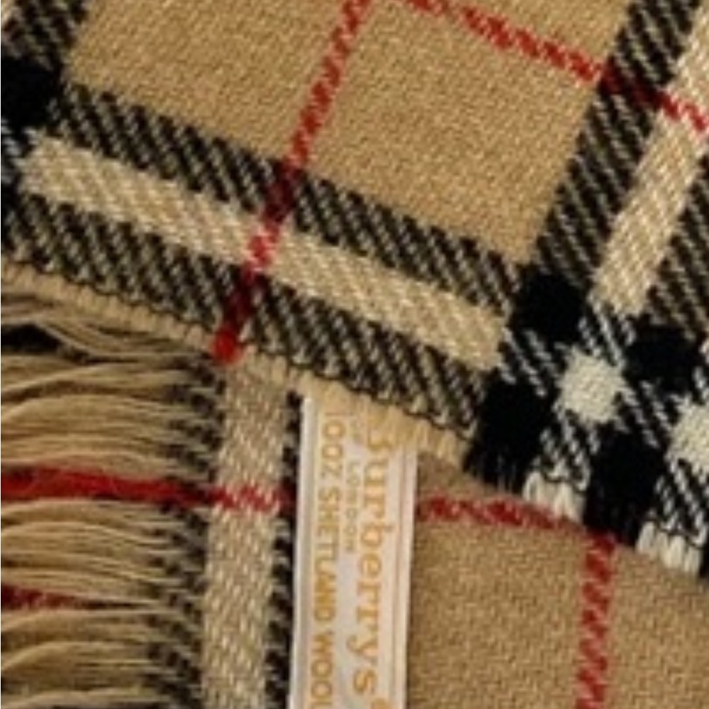 Burberry Tan Plaid Wool Accent  scarf